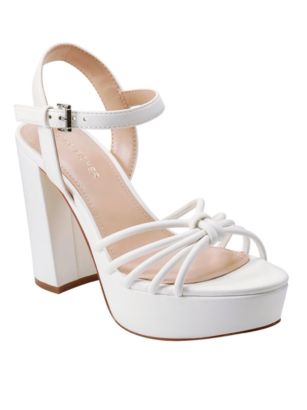 Marc Fisher White Knotted Strappy Platform Sandal